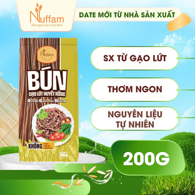 Bún Gạo Lứt Giảm Cân Hữu Cơ Huyết Rồng Nuffam Eat Clean Ăn Kiêng Tiểu Đường - Gói 200g