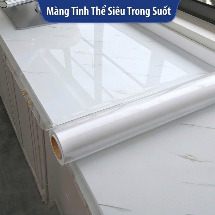 Tấm Dán Bàn Trong Suốt Khổ Rộng 60cm - Ngăn Bám Bẩn – Dễ Dàng Lau Chùi – Giữ Hoa Văn Gạch Men Tiện Lợi