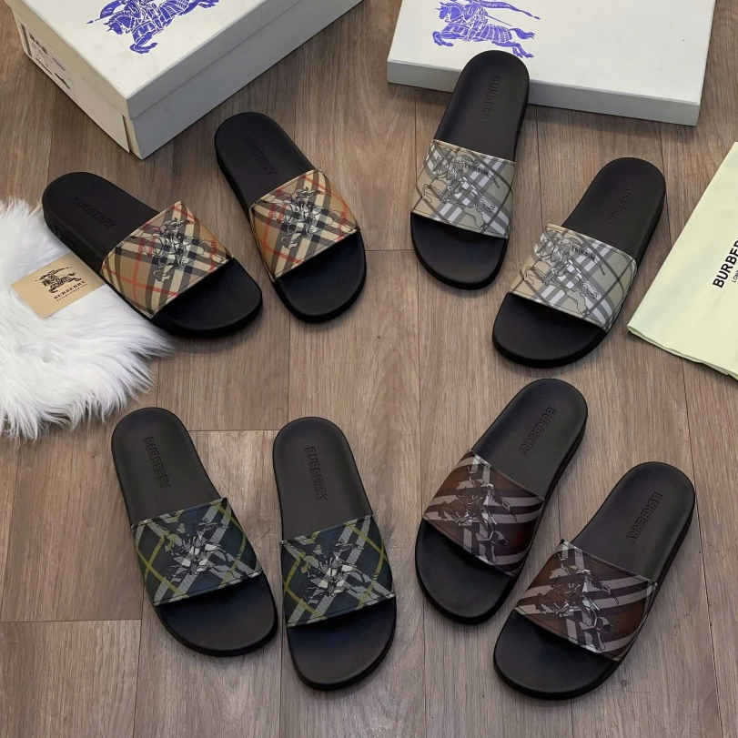 Dép Nam Burberry quai ngang hàng - Dép Lê Quai Ngang BBR Đế Casu Đúc Siêu Đẹp Trend