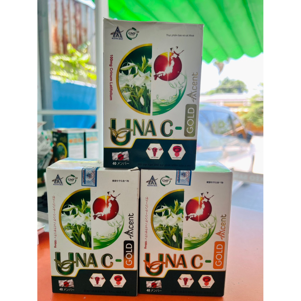 UNA C – GOLD ACENT Hộp 30v hỗ trợ hạn chế sự phát triển của u xơ tử cung, u vú lành tính và u nang b