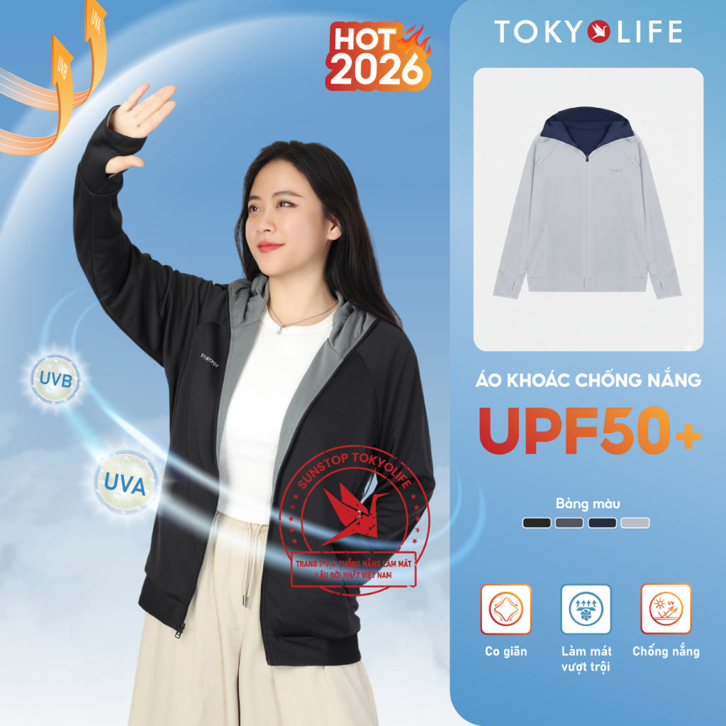 [FORM RỘNG - LÙI 1 SIZE] Áo khoác chống nắng Nữ 2 mặt ngăn chặn tia UV chống rát da TOKYOLIFE 40005564 | BigBuy360 - bigbuy360.vn