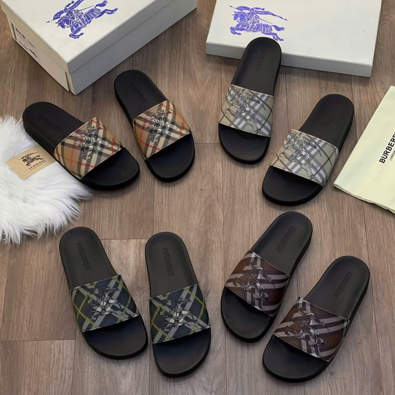 Dép Nam Burberry quai ngang hàng - Dép Lê Quai Ngang BBR Đế Casu Đúc Siêu Đẹp Trend