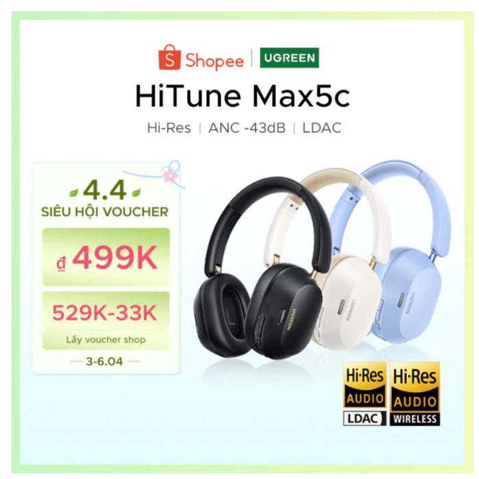 UGREEN HiTune Max5c Tai nghe loại bỏ tiếng ồn chủ động lai Tai nghe không dây Tai nghe Tai nghe TWS