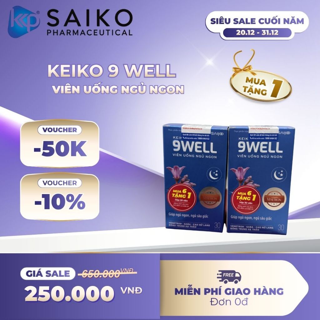 [HÀNG CHÍNH HÃNG] Viên Uống Hỗ Trợ Ngủ Ngon 9WELL – Thư Giãn Sâu, Ngủ Sâu Giấc, Tỉnh Táo Mỗi Sáng