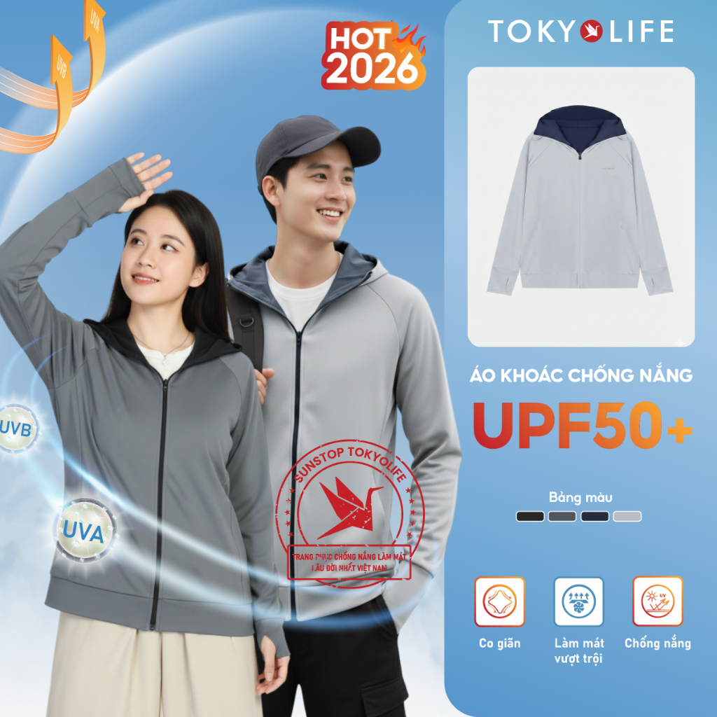 Áo chống nắng đa năng Unisex 2 lớp TOKYOLIFE có mũ trùm kín mặt chống tia UV vải thoáng khí 40005564 | BigBuy360 - bigbuy360.vn