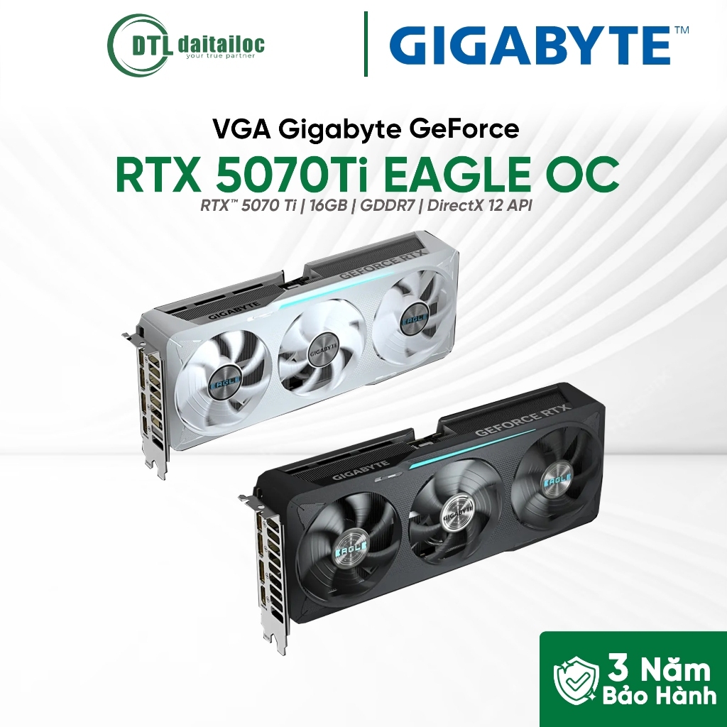 Card màn hình VGA GIGABYTE GeForce RTX 5070 Ti EAGLE OC 16GB GDDR7 | 3 Quạt Tản Nhiệt | Chính Hãng |