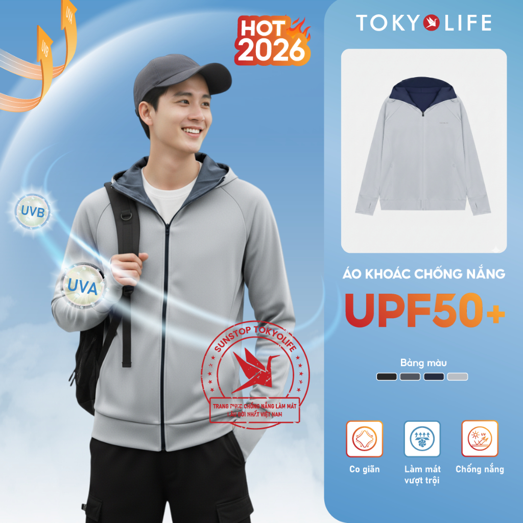 Áo khoác chống nắng nam 2 lớp TOKYOLIFE áo khoác 2 mặt cao cấp thoáng mát chống tia UV 40005564