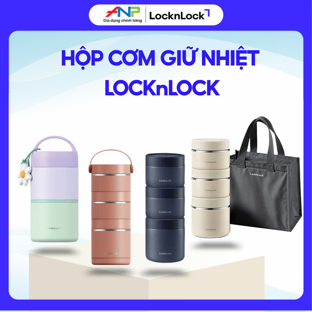 Hộp Cơm Giữ Nhiệt LocknLock Inox 304 3 Ngăn – Dùng Văn Phòng, An Toàn, Giữ Nhiệt Tốt