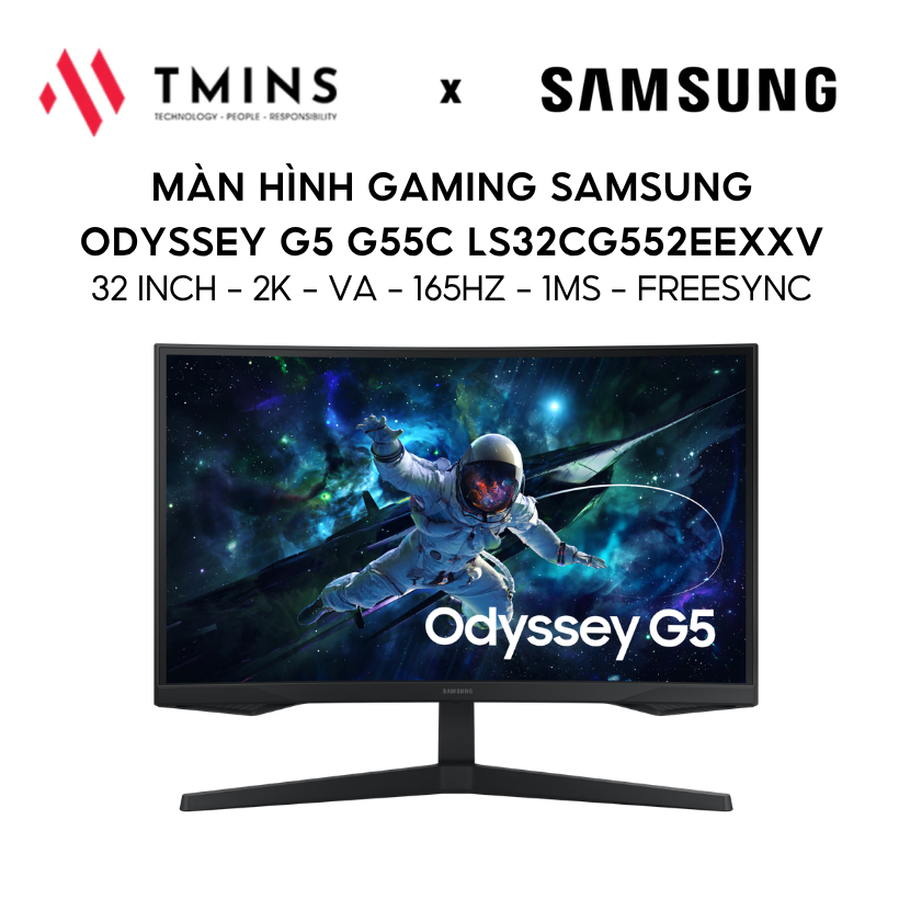 Màn Hình Gaming SAMSUNG Odyssey G5 G55C 32-27Inch/2K/VA/165Hz/1ms/Freeync/HDR10 - Hàng chính hãng