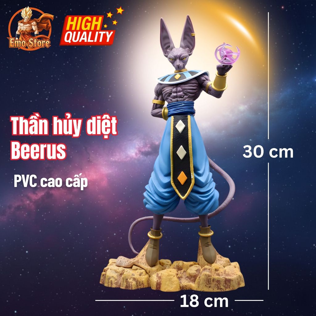 Mô hình Dragon Ball Thần Hủy Diệt Beerus PVC 30cm no box - Siêu nét cực đẹp