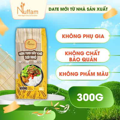 Bún Tươi Sấy Khô Sợi Nhỏ 300gr - Chính Hãng Nuffam - Thơm Ngon, Làm Hoàn Toàn Từ Gạo