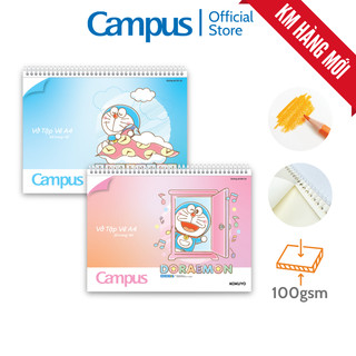 Vở Vẽ Lò Xo Campus Doraemon 40 Trang A4 Có Đường Xé Sẵn - Phù Hợp Với Mọi Chất Liệu Màu