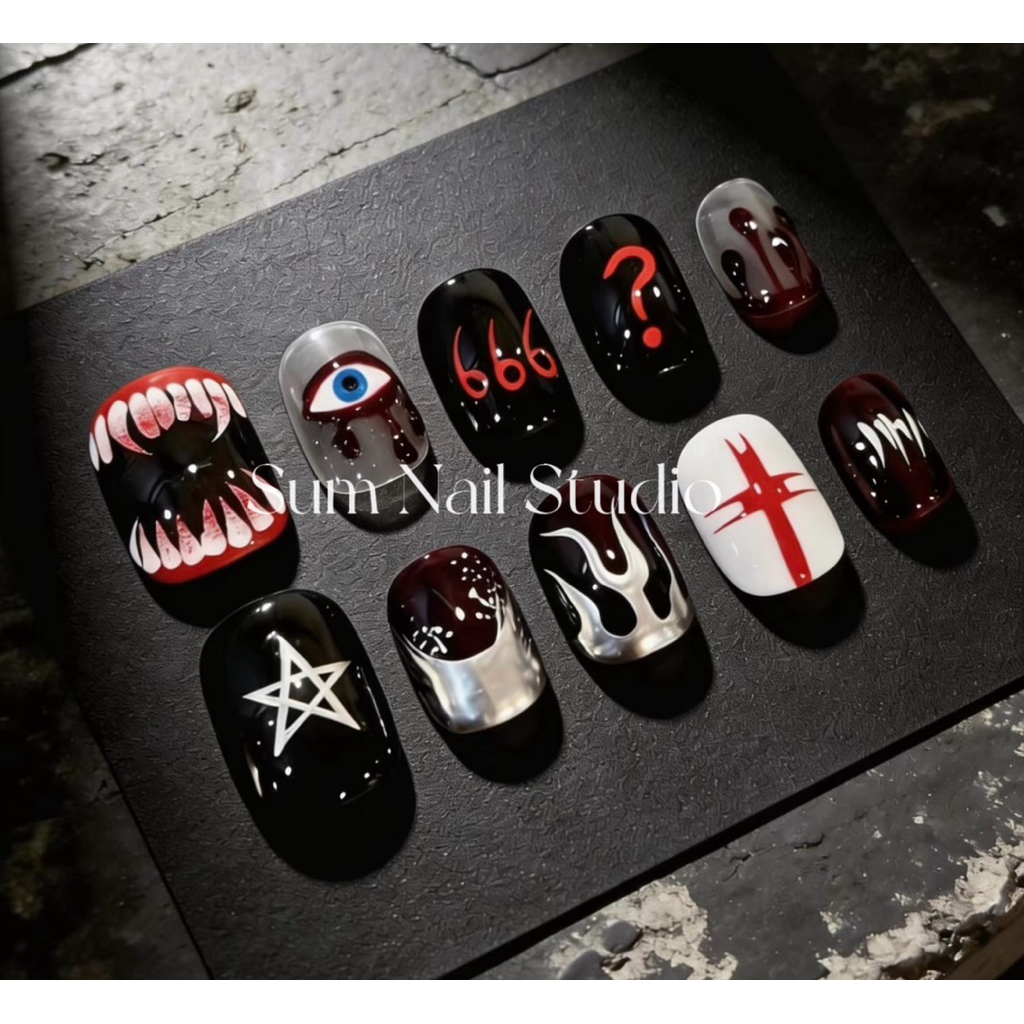 S267 Nail box y2k , nail cá tính , nail box thiết kế , gothic nail , nail nam nữ