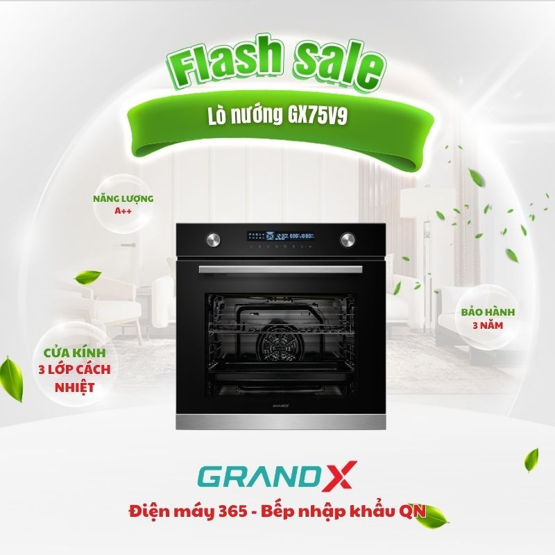 Lò Nướng GrandX GX75V9 Cao Cấp – Nướng Đối Lưu, Chuông Hẹn Giờ, Khóa Trẻ Em