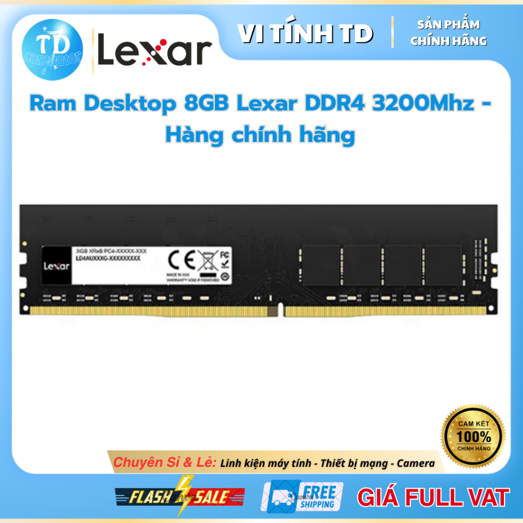 Ram Desktop 8GB Lexar DDR4 3200Mhz (LD4AU008G-B3200GSST) - Hàng chính hãng