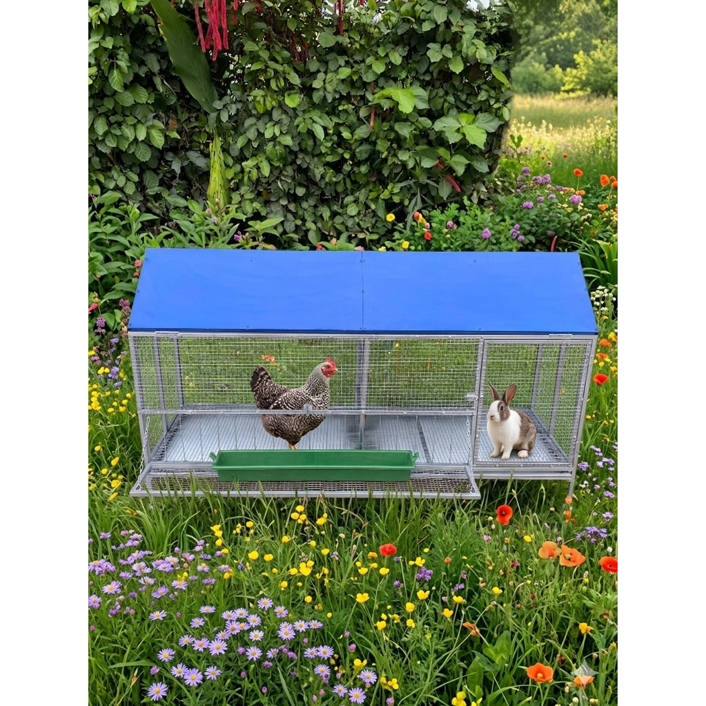 (HA chicken) Chuồng gà gấp gọn dài 1m50 có mái và không mái 1 cửa 1 lật< Tặng Khay Thức ăn >