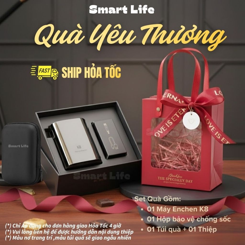 SET QUÀ TẶNG NAM GIỚI Máy cạo râu Enchen Mini 6/ Enchen K8/ Enchen 6S lưỡi dao tự mài, lưỡi đôi từ t