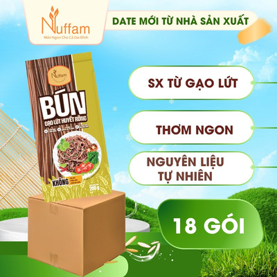 ( 1 Thùng - 18 Gói ) Bún Gạo Lứt Giảm Cân Hữu Cơ Huyết Rồng Nuffam Eat Clean Ăn Kiêng Tiểu Đường
