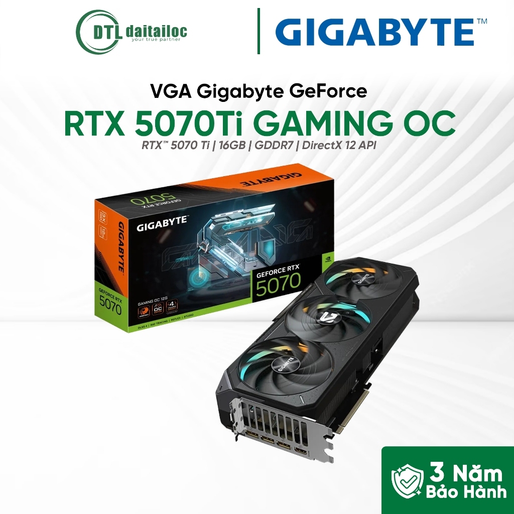 VGA Gigabyte GeForce RTX 5070 Ti GAMING OC | 16GB GDDR7 | 3 Quạt Tản Nhiệt | Chính Hãng | Bảo Hành 3