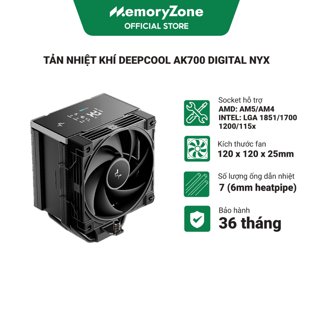 Tản nhiệt khí Deepcool AK400 / AK500 / AK700 DIGITAL NYX Black
