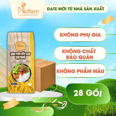 1 thùng - 28 gói Bún Tươi Sấy Khô Sợi Nhỏ 300gr Chính Hãng Nuffam - Thơm Ngon, Làm Hoàn Toàn Từ Gạo
