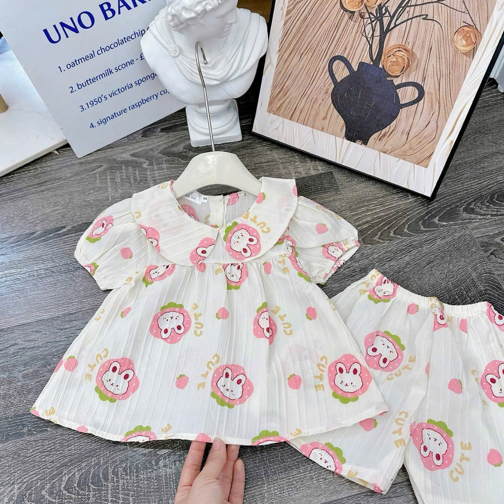 Set/đồ bộ bé gái- chất lanh(tole) lụa