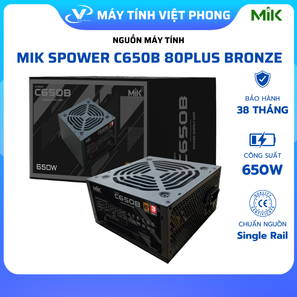 NGUỒN MÁY TÍNH MIK C650B 650W 80PLUS BRONZE - CHÍNH HÃNG BẢO HÀNH 38 THÁNG