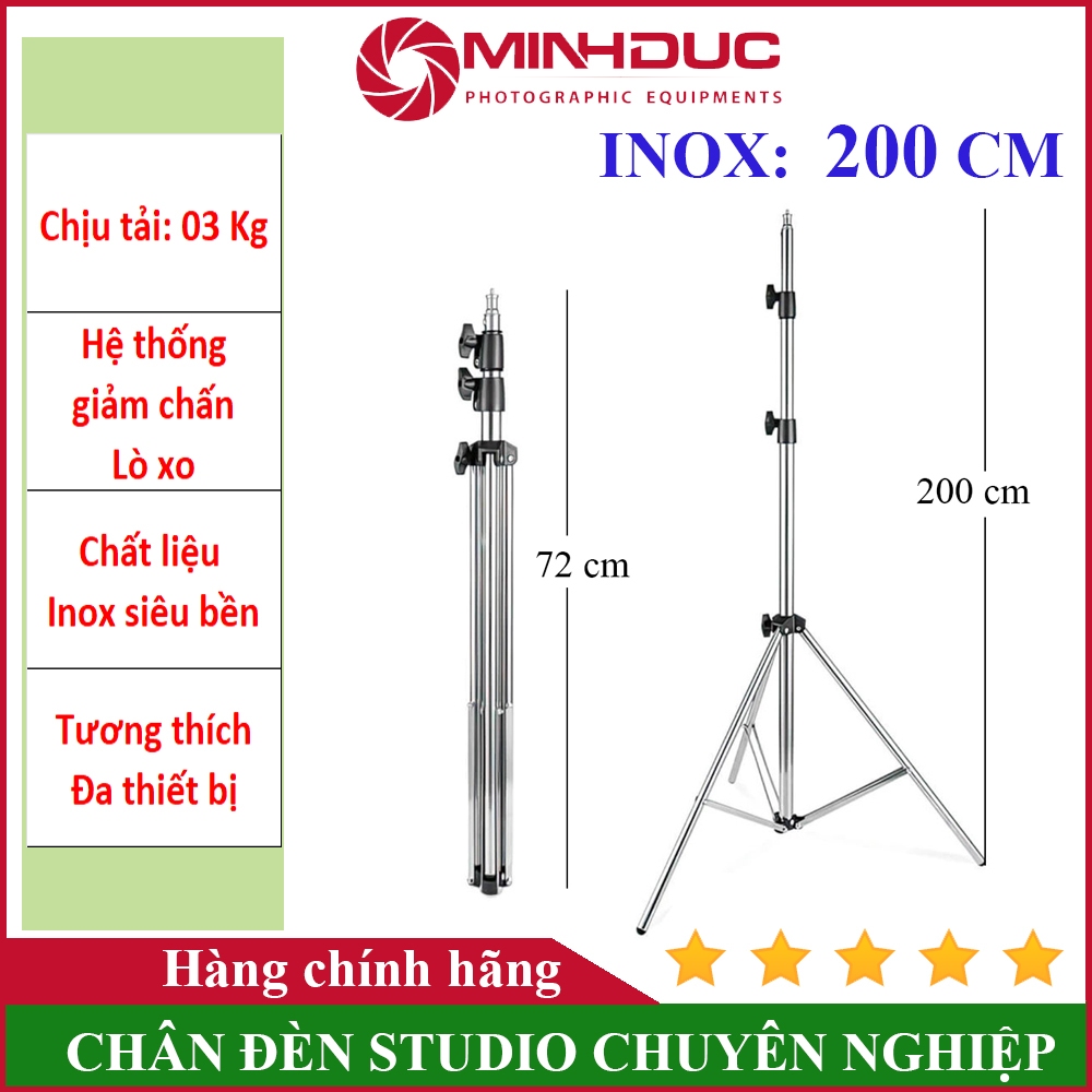 Chân đèn Studio chất liệu Inox 200cm - MD200 MINH ĐỨC
