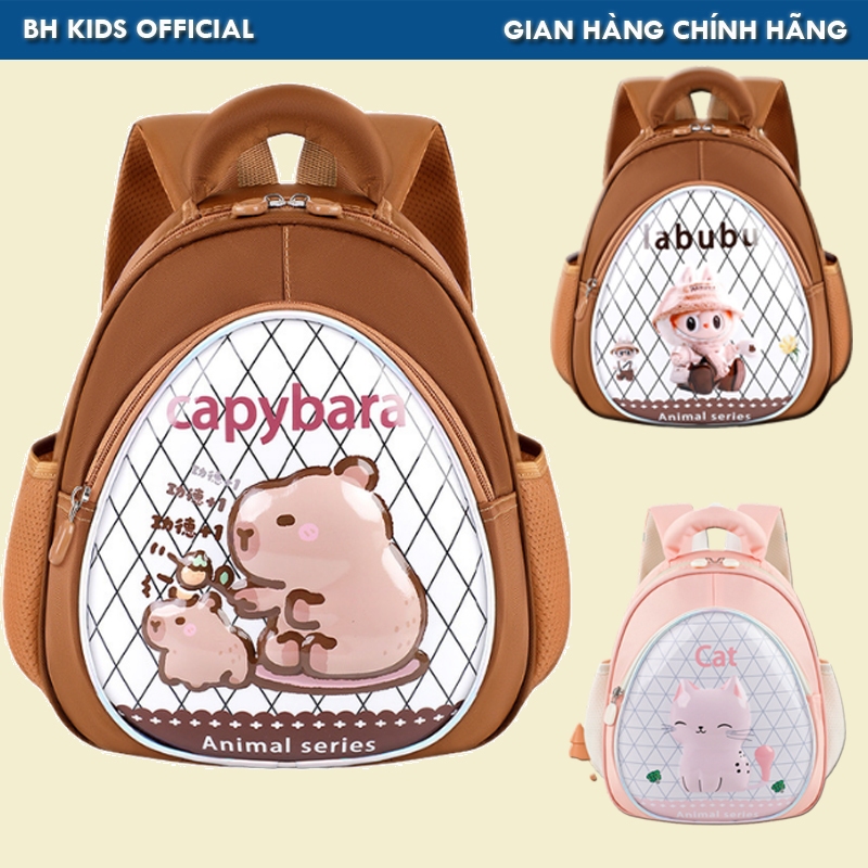 Balo mẫu giáo chống thấm nước BH Kids, hoạt hình 3D - Capybara Labubu cho bé - CH192
