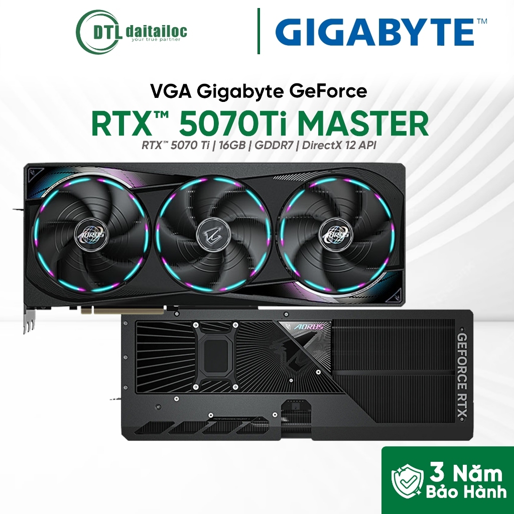 Card màn hình VGA AORUS GeForce RTX 5070 Ti MASTER 16GB GDDR7 | LCD Edge View |  Chính Hãng | Bảo Hà