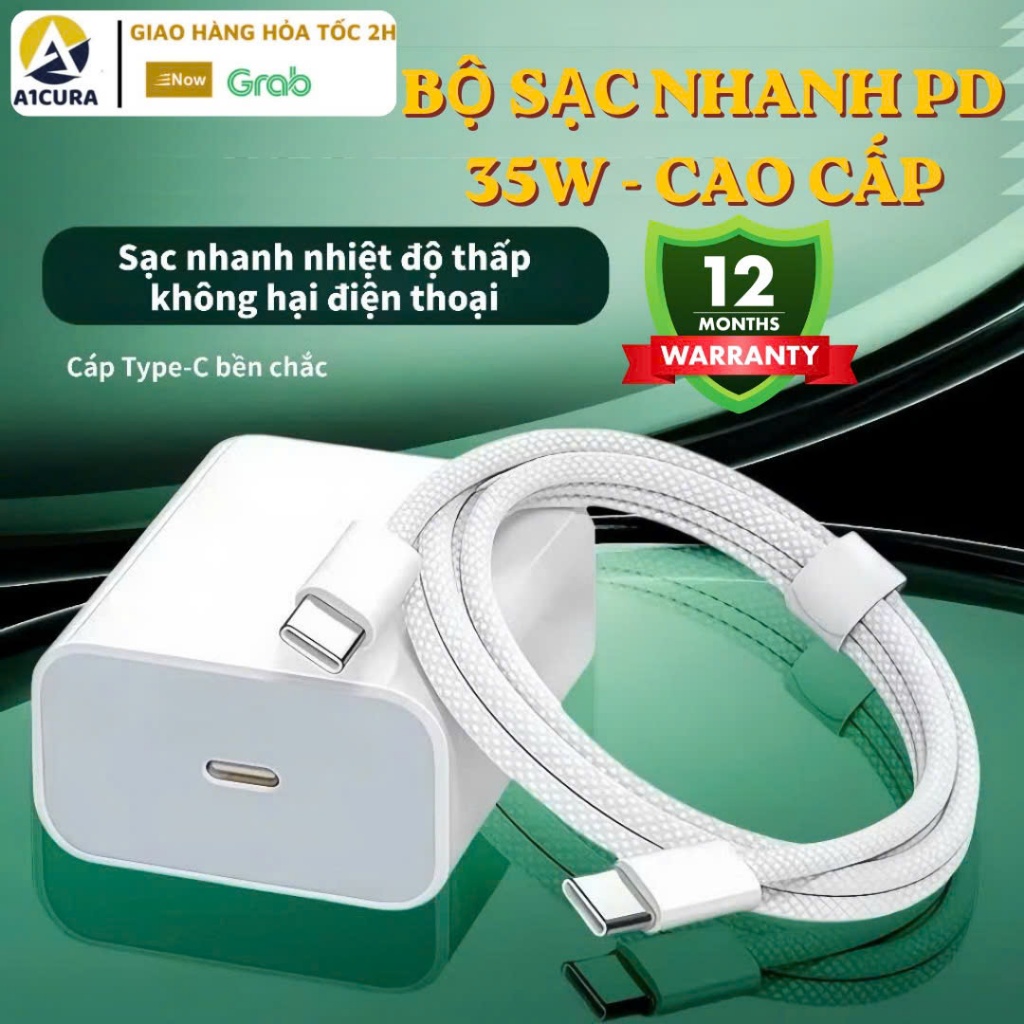 Bộ Sạc Nhanh PD 35W Cao Cấp Bọc Dù,Không Nóng Máy ,An Toàn Ổn Định Bảo Hành 12 tháng A1CURA