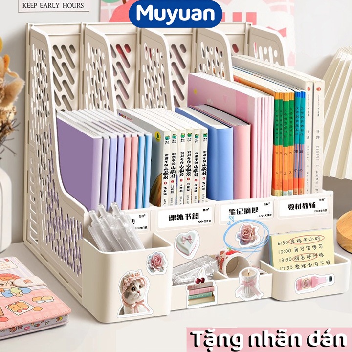 Kệ Sách Nhựa 4 Tầng Muyuan – Kệ Để Bàn Đơn Giản Cho Học Sinh & Văn Phòng