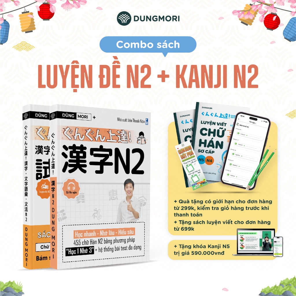 Combo Sách Luyện Thi JLPT N2 & Luyện Kanji N2 – Chinh Phục JLPT N2 Dễ Dàng, Tăng Điểm Cấp Tốc
