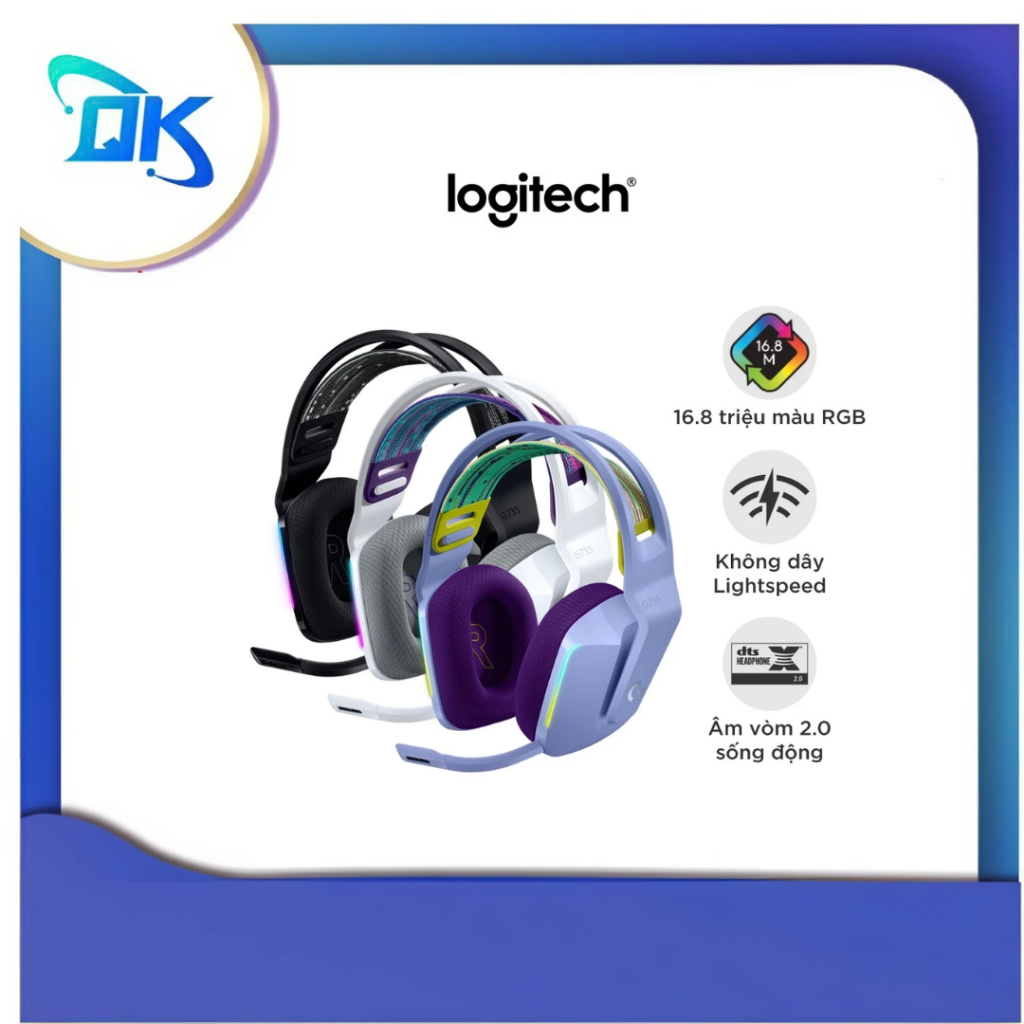 Tai nghe gaming không dây Logitech G733 - RGB, màn loa Pro-G, Mic Blue Voice - Hàng Chính Hãng