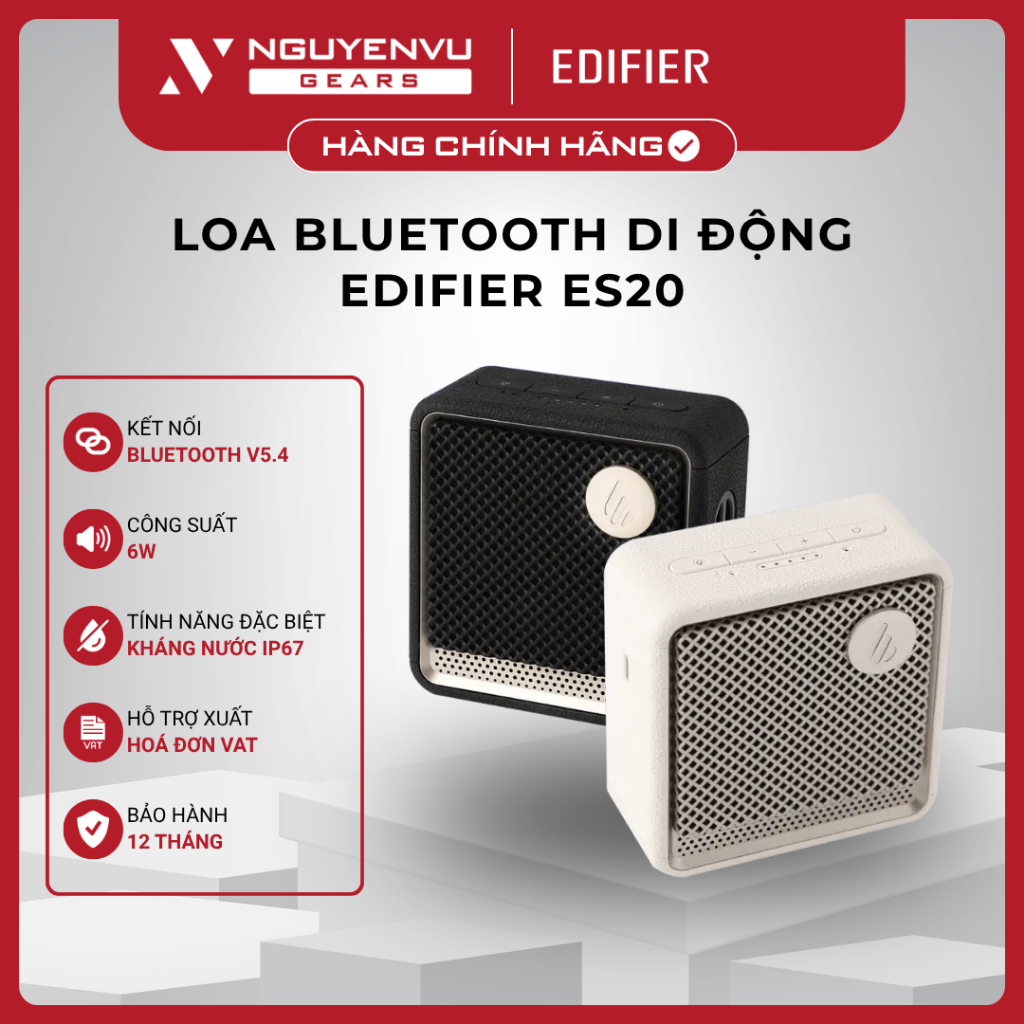 [Full VAT] Loa Bluetooth di động Edifier ES20 - Công suất 6W - Kháng nước IP67 - BH 12 Tháng