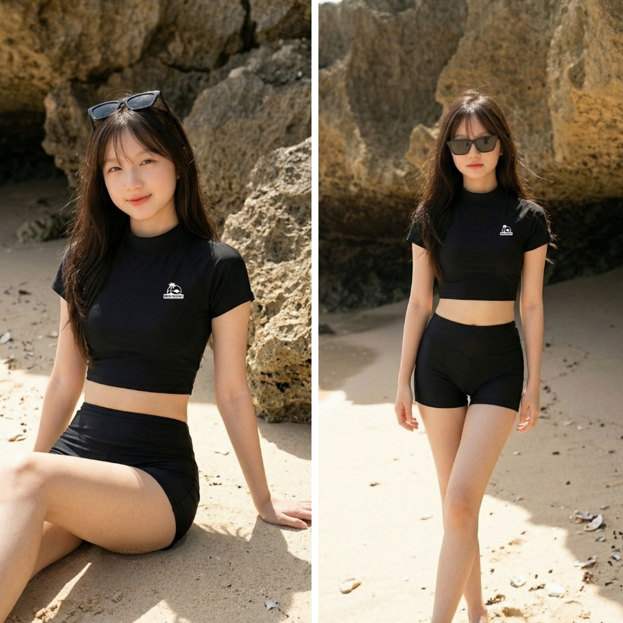 Áo bơi kín nữ croptop trẻ trung đi biển - Bikini Passport - BSV240_BL | BigBuy360 - bigbuy360.vn