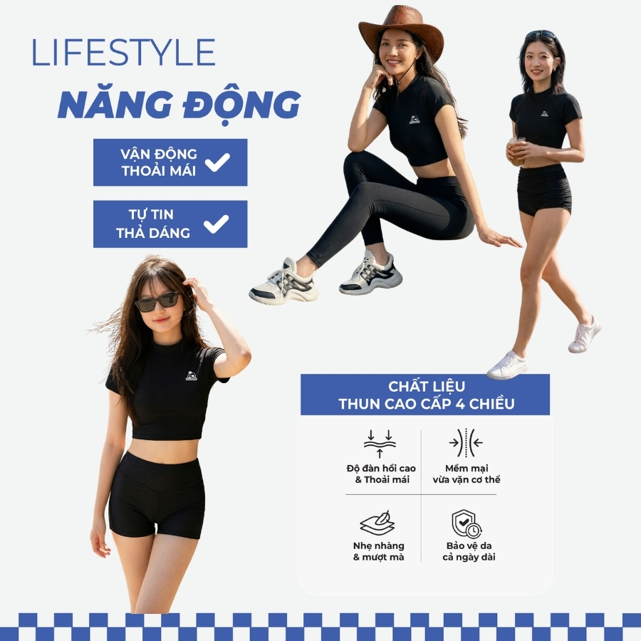 Áo bơi kín nữ croptop trẻ trung đi biển - Bikini Passport - BSV240_BL | BigBuy360 - bigbuy360.vn