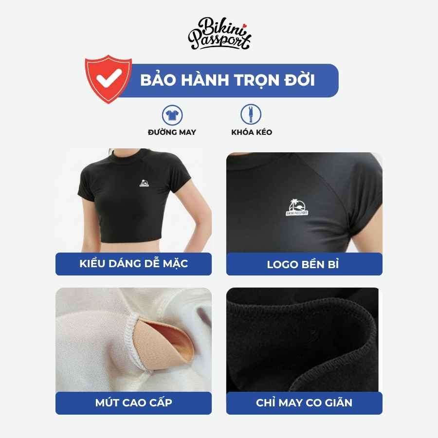 Áo bơi kín nữ croptop trẻ trung đi biển - Bikini Passport - BSV240_BL | BigBuy360 - bigbuy360.vn
