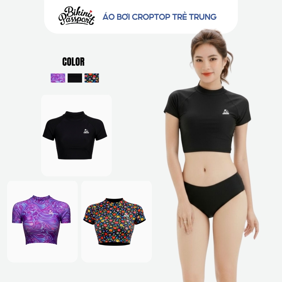 Áo bơi kín nữ croptop trẻ trung đi biển - Bikini Passport - BSV240_BL