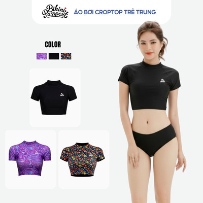 Áo bơi kín nữ croptop trẻ trung đi biển - Bikini Passport - BSV240_BL