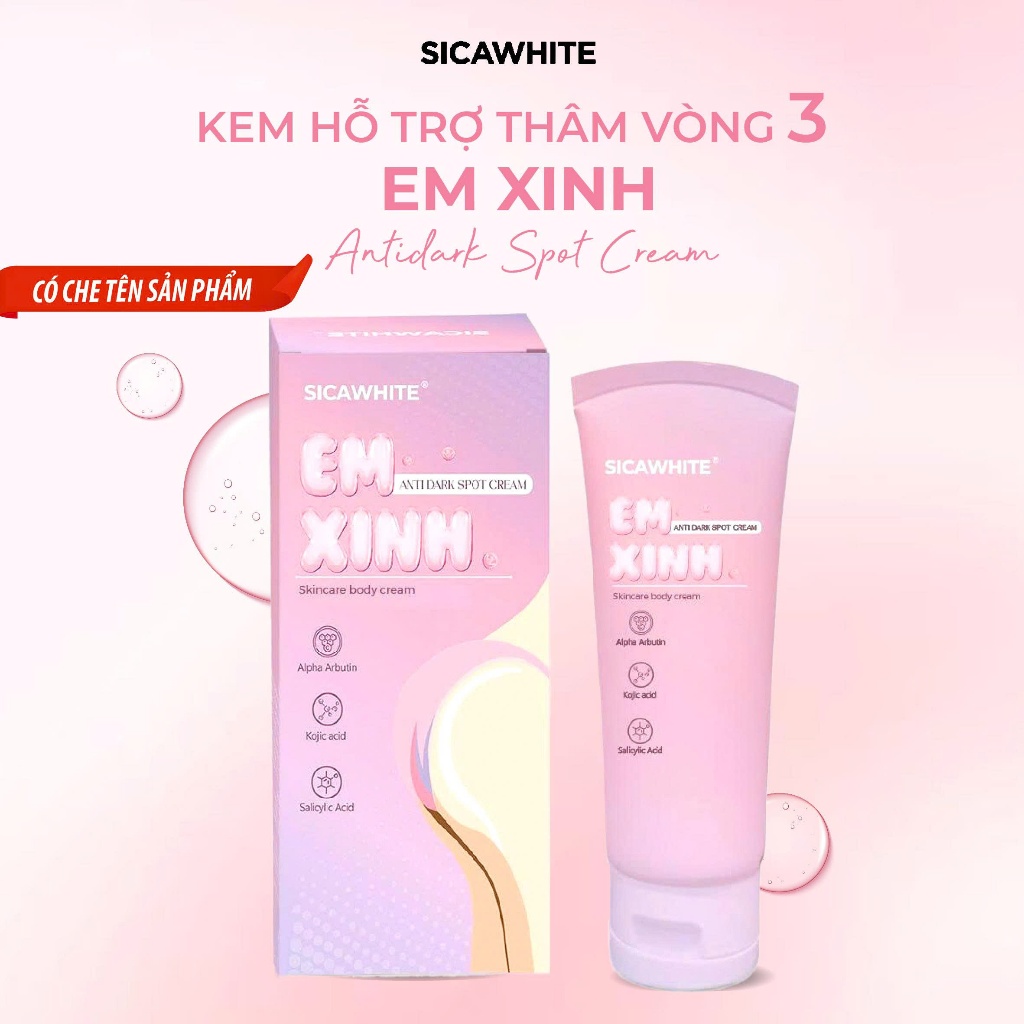 SICAWHITE - Kem Hỗ Trợ Mờ Thâm V3, Mụn, Sần Sùi, Cấp Ẩm, Làm Mềm Mịn, Dưỡng Trắng EM XINH ANTI DARK 