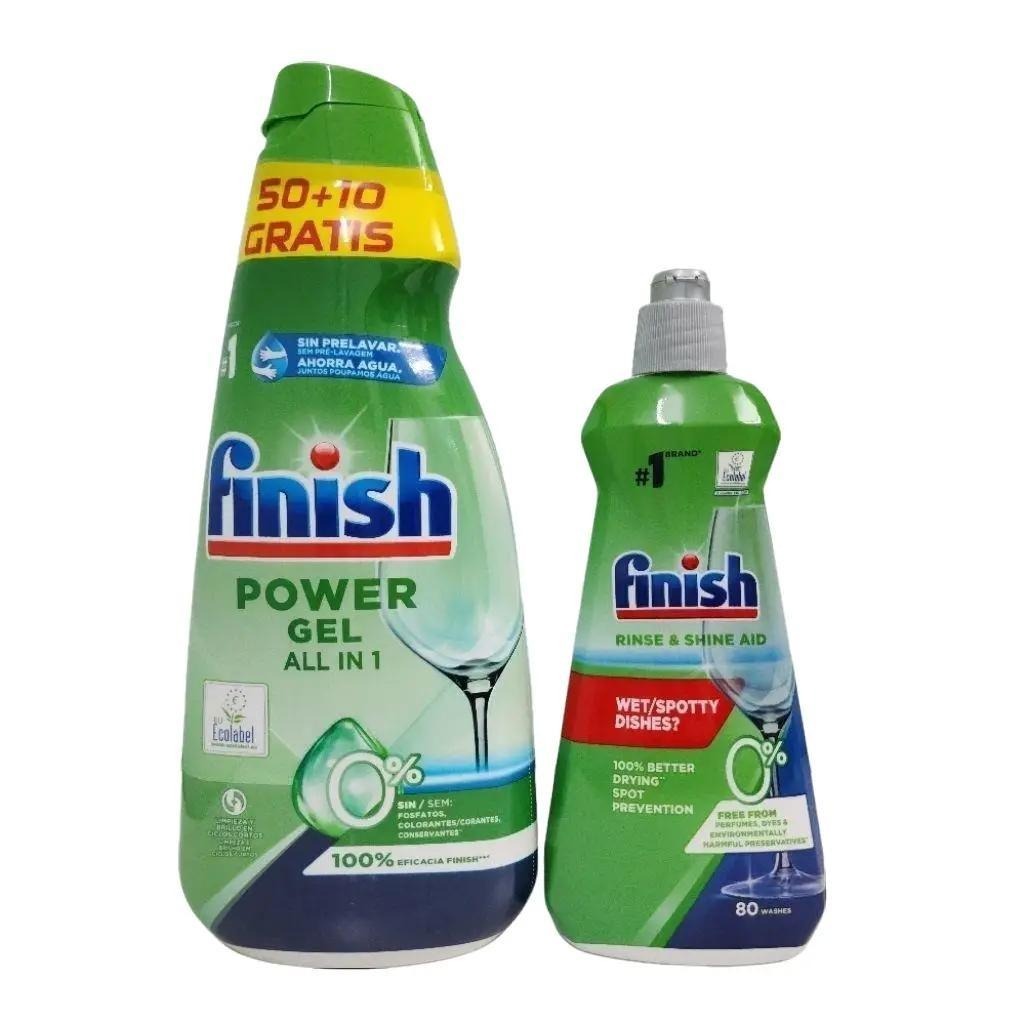 Combo Gel rửa bát Finish Eco 0% + nước làm bóng Finish Eco 0%- ĐỨC