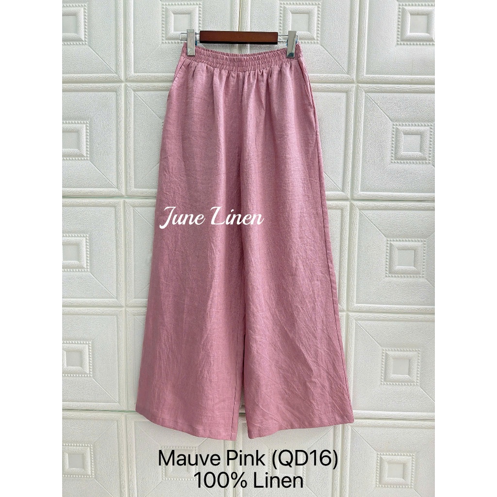Quần dài Linen Tưng ống rộng lưng thun. Dài 100cm, ống 30cm. JUNE LINEN QD16.