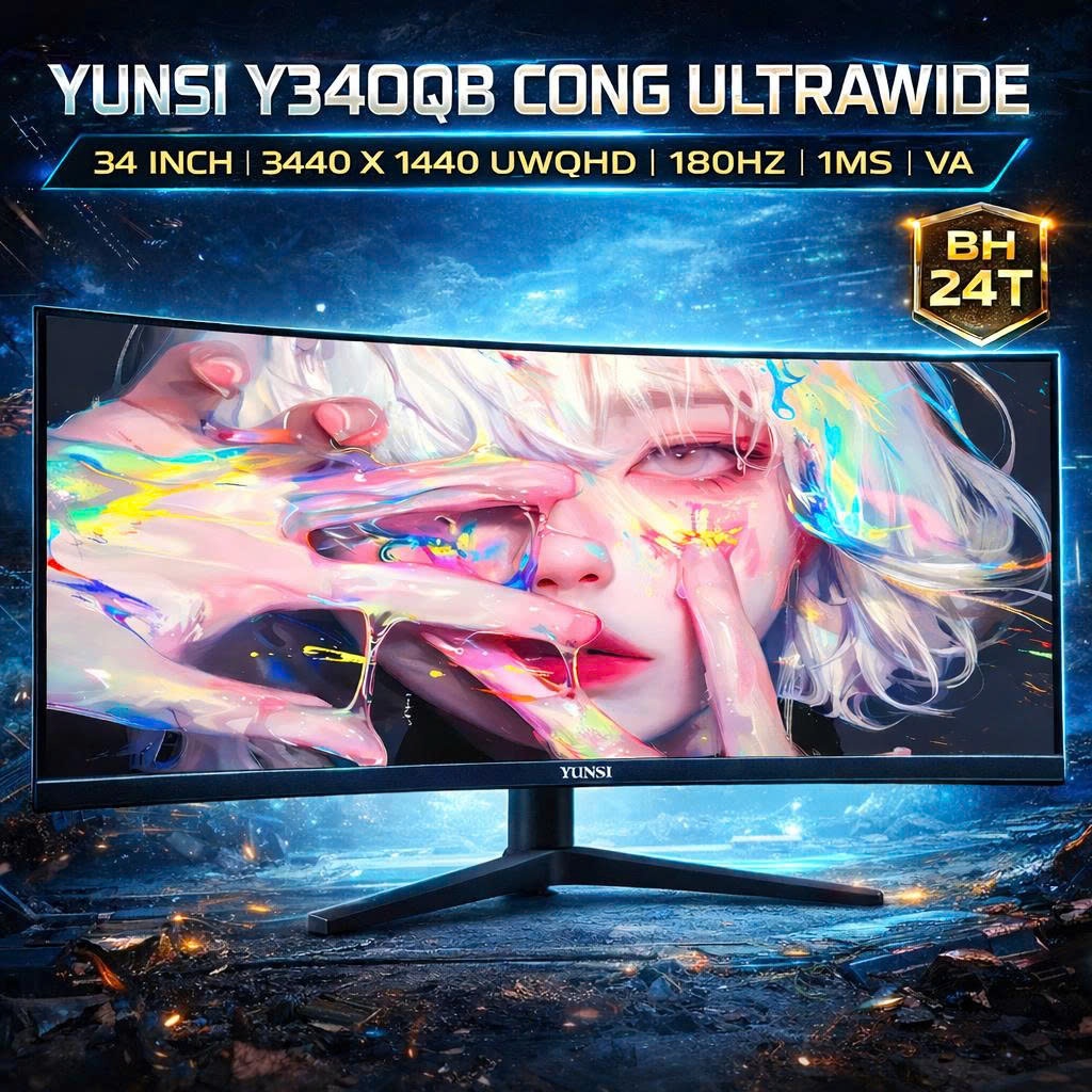 Màn hình cong Yunsi 4K Y340QB 34 inch 180hz 1ms điều chỉnh độ cao - Ultrawide New 34" in - BH 24T