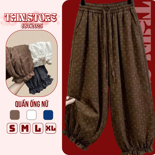 ( Hàng L1) Quần Ống Nữ Vân Hoa Rộng Mềm Hàn Quốc, Quần Ống Dáng Lửng Bo Bèo , Quần Ống Ống Vân Hoa Nữ Bom Gấu - Q0011