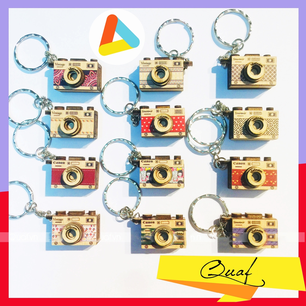Móc khóa gỗ máy ảnh
