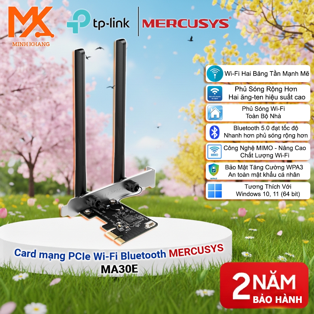 [Chính Hãng] Mercusys MA30E AC1200 PCIe WiFi Bluetooth Adapter – Card WiFi 5 + Bluetooth 4.2 Cho PC 