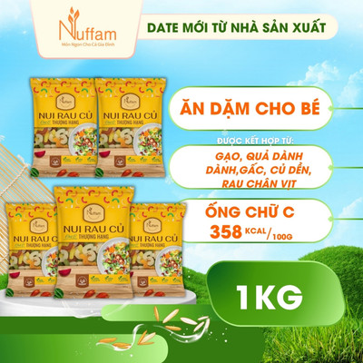 (1kg): Nui rau củ chữ C Hữu Cơ Ăn Dặm Cho Bé Nuffam