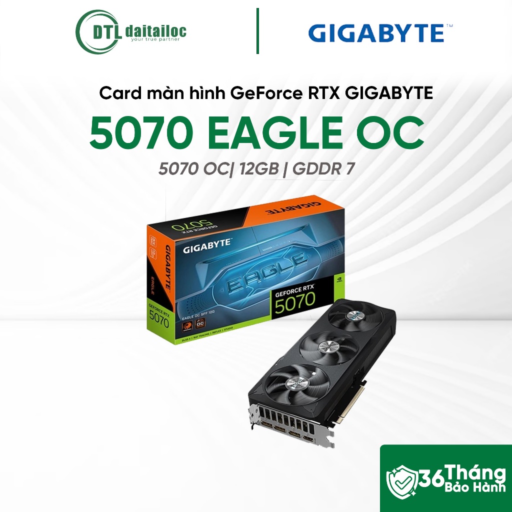 Card màn hình VGA GIGABYTE GeForce RTX 5070 EAGLE OC 12GB GDDR7 | 3 Quạt Tản Nhiệt | Chính Hãng | Bả