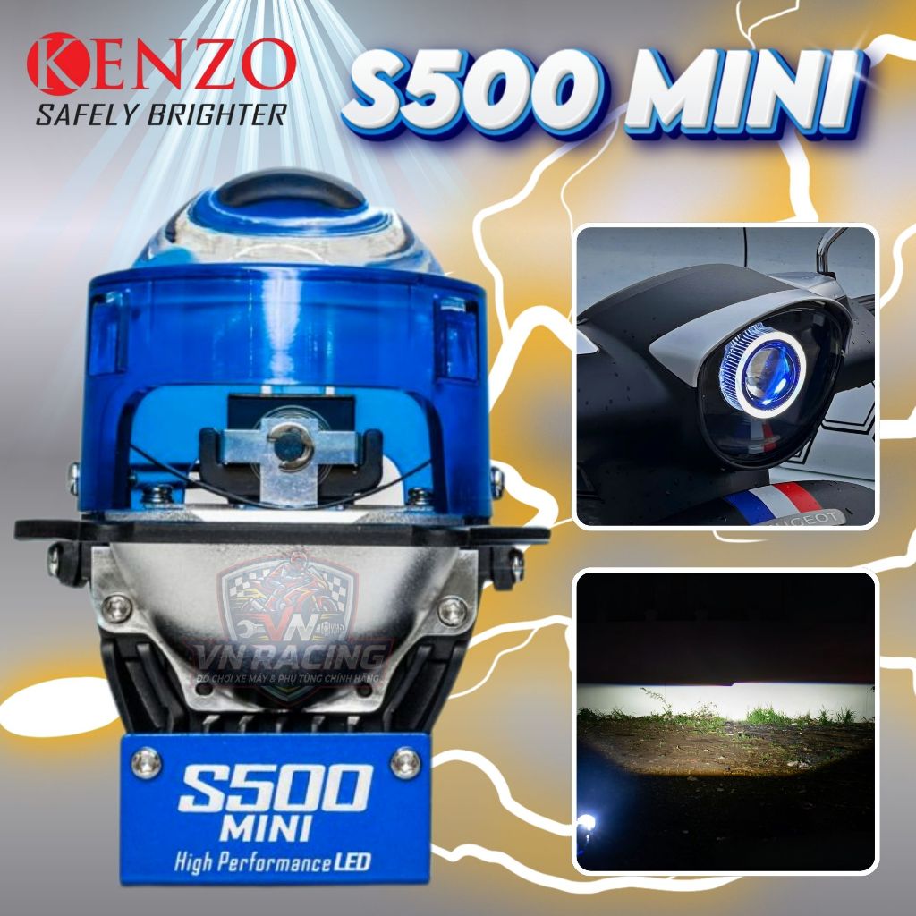 Đèn Bi Cầu Kenzo S500 mini 55W hiệu suất cao, pha cầu led xe máy tản nhiệt lớn - Bảo Hành 2 Năm